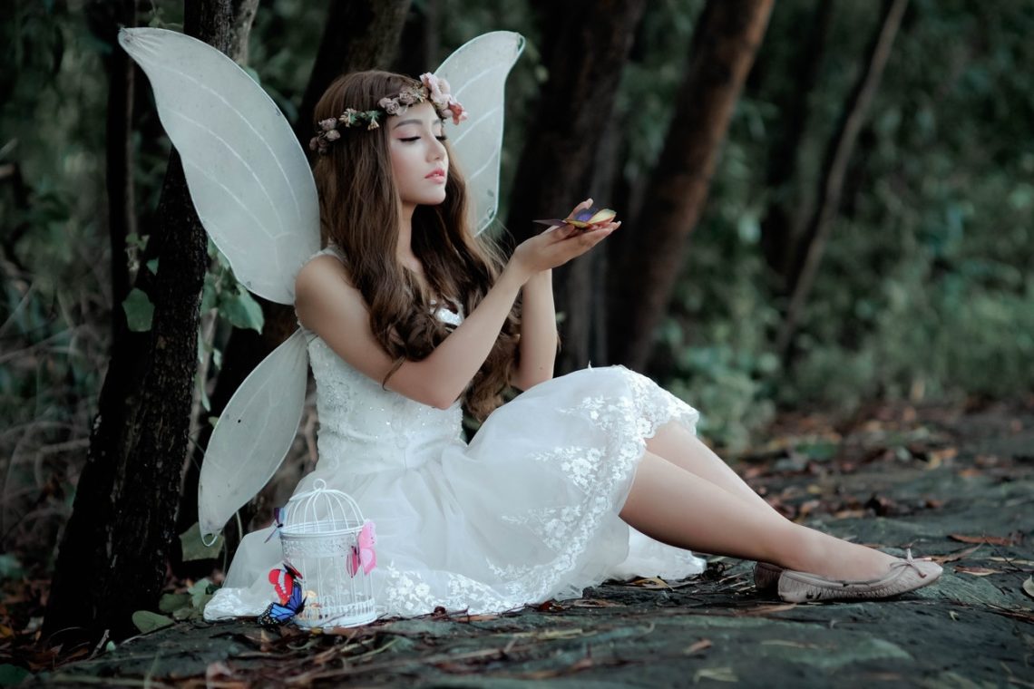 A simulation of a fairy in a natural background.