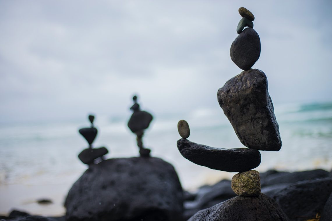 Finely balanced rock sculptures