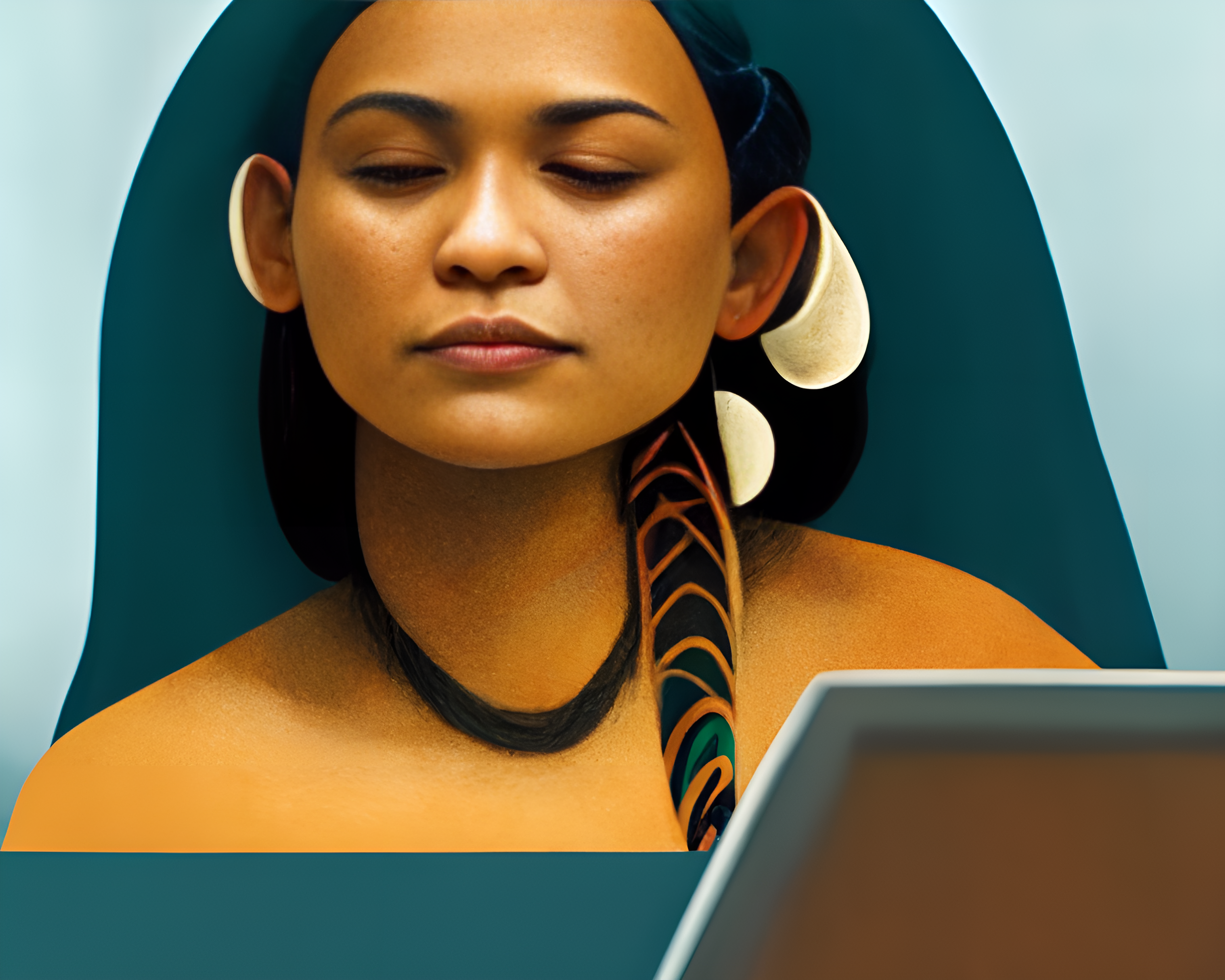 A Native Hawaiian Using A Computer