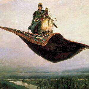 A Man Travelling By Magic Carpet