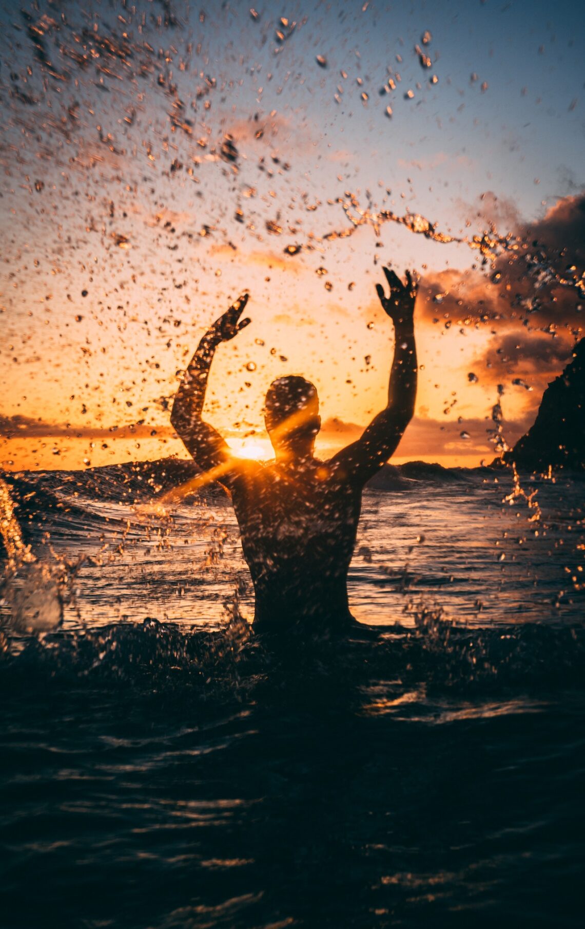 Sunset in the waves