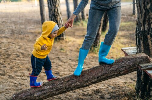 Helping a child learn new skills.