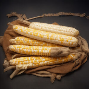 A basket of maize photographed in a studio as a still-life.