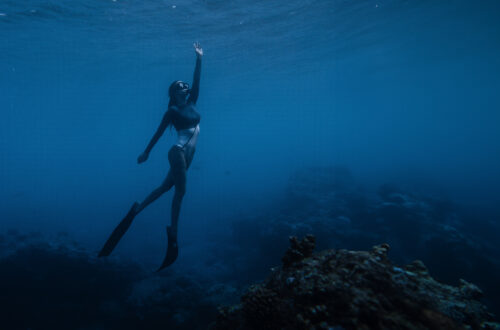 An underwater diver.